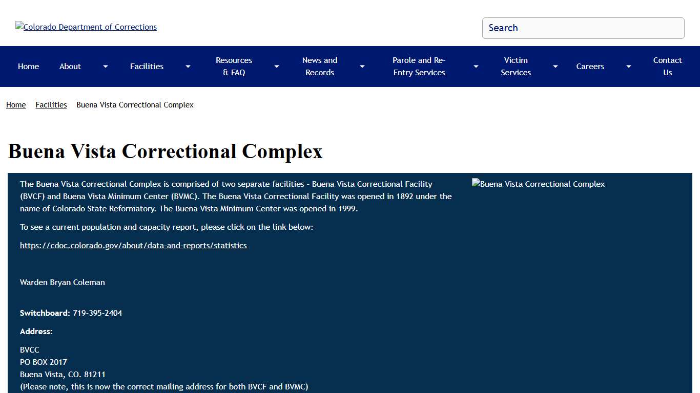 Buena Vista Correctional Complex Colorado Department of Corrections